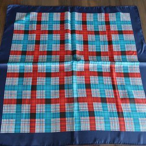 Ladies Navy Blue and Red Plaid Water Repellent Scarf